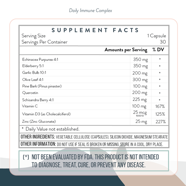 Daily Immune Complex By The Well Theory - Supplement Facts