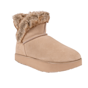 Ella Sand Suede Boot With Shearling Lining - Angle Left View - The Healing Sole