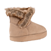 Ella Sand Suede Boot With Shearling Lining - Left View - The Healing Sole