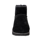 Victoria Black Suede Boot with Shearling Lining - Front View - The Healing Sole