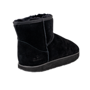 Victoria Black Suede Boot with Shearling Lining - Back View - The Healing Sole