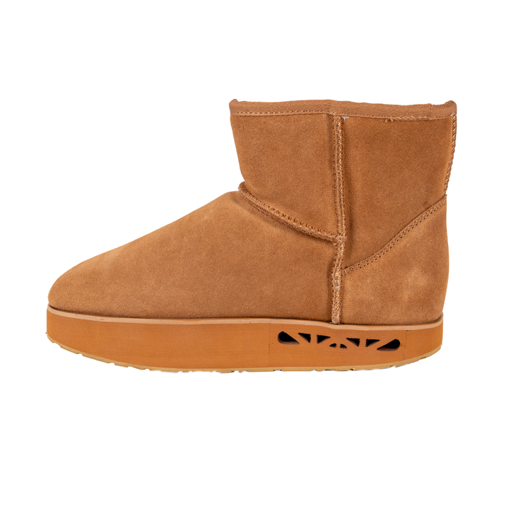Victoria Suede Boot with Shearling Lining - Left Side View - The Healing Sole