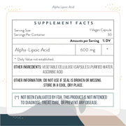 Alpha-Lipoic Acid - Diabetes +Nerve Pain + Weight Support by The Well Theory - Supplement Facts