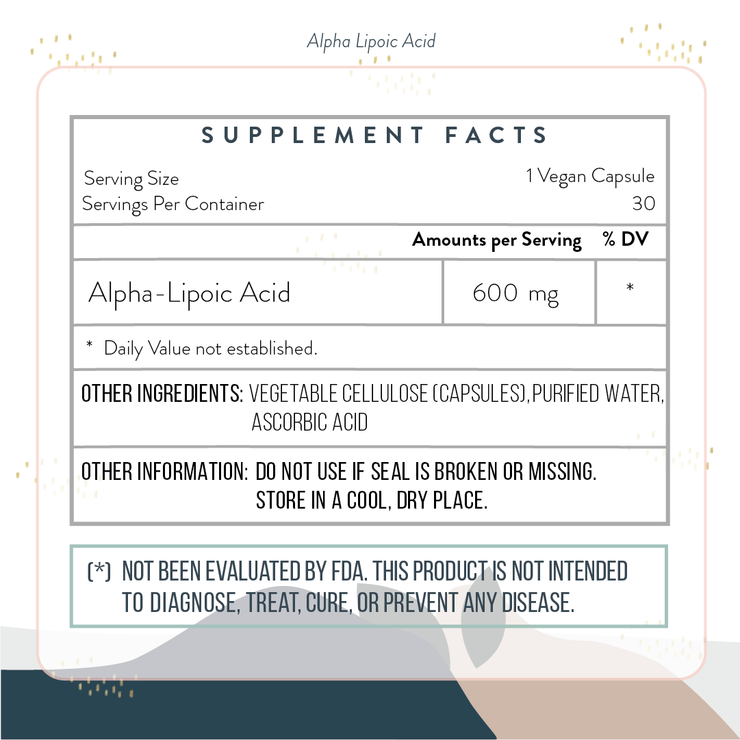 Alpha-Lipoic Acid - Diabetes +Nerve Pain + Weight Support by The Well Theory - Supplement Facts