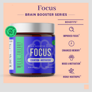 Focus Brain Booster: Rhodiola, Huperzine A, Bacopa Monnieri, Ashwagandha, Choline & More