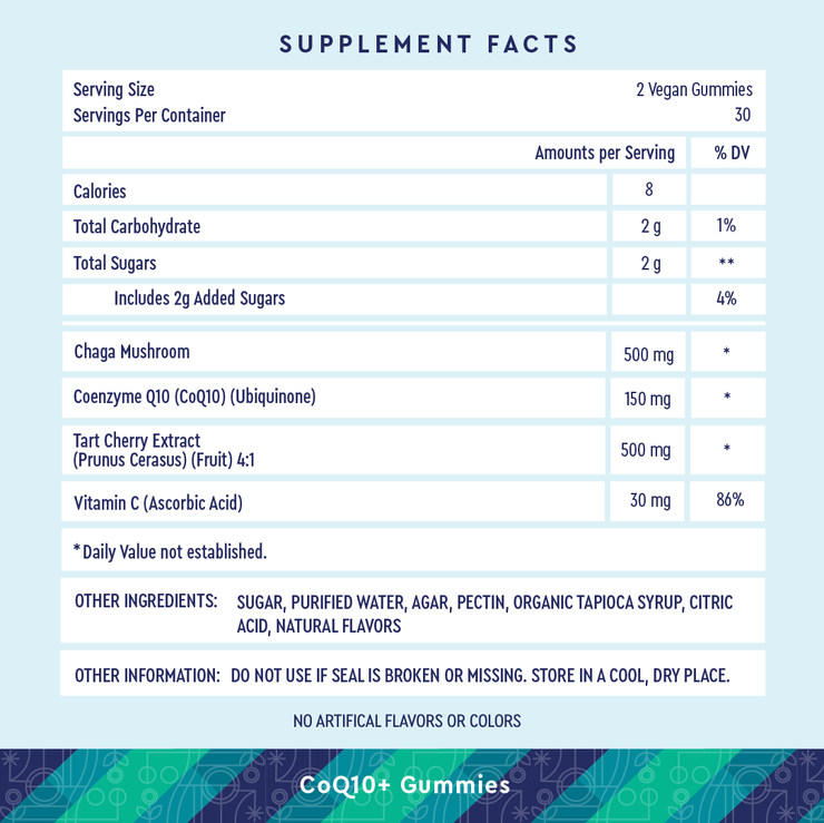 CoQ10 Plus Gummy: Oxidative Stress + Muscle Recovery + Cell & Heart Health Support - Supplement Facts
