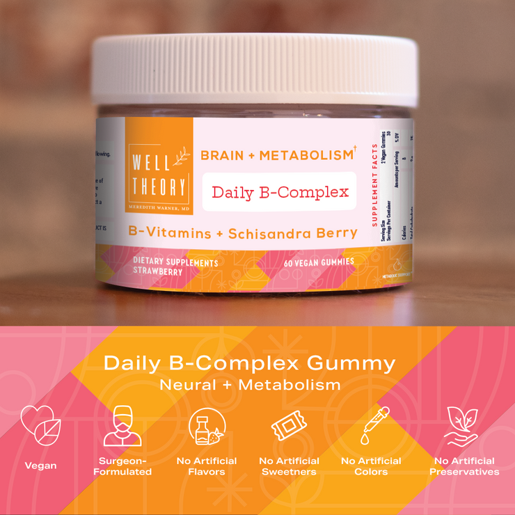 Daily B-Complex: Energy + Brain + Metabolism Support by The Well Theory - Jar Up Close With Benefits